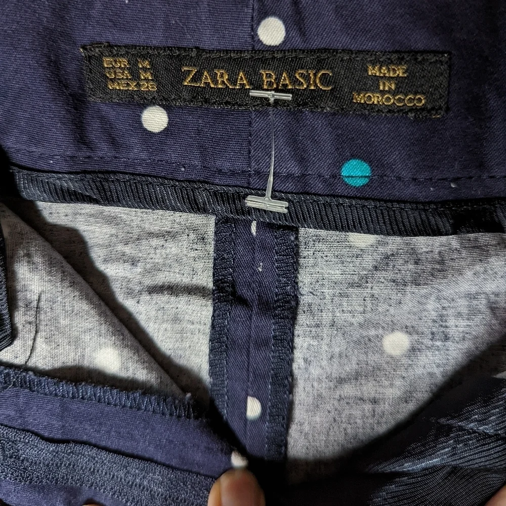 Zara‎ Basic Navy Blue Polka Dot Shorts Size Medium